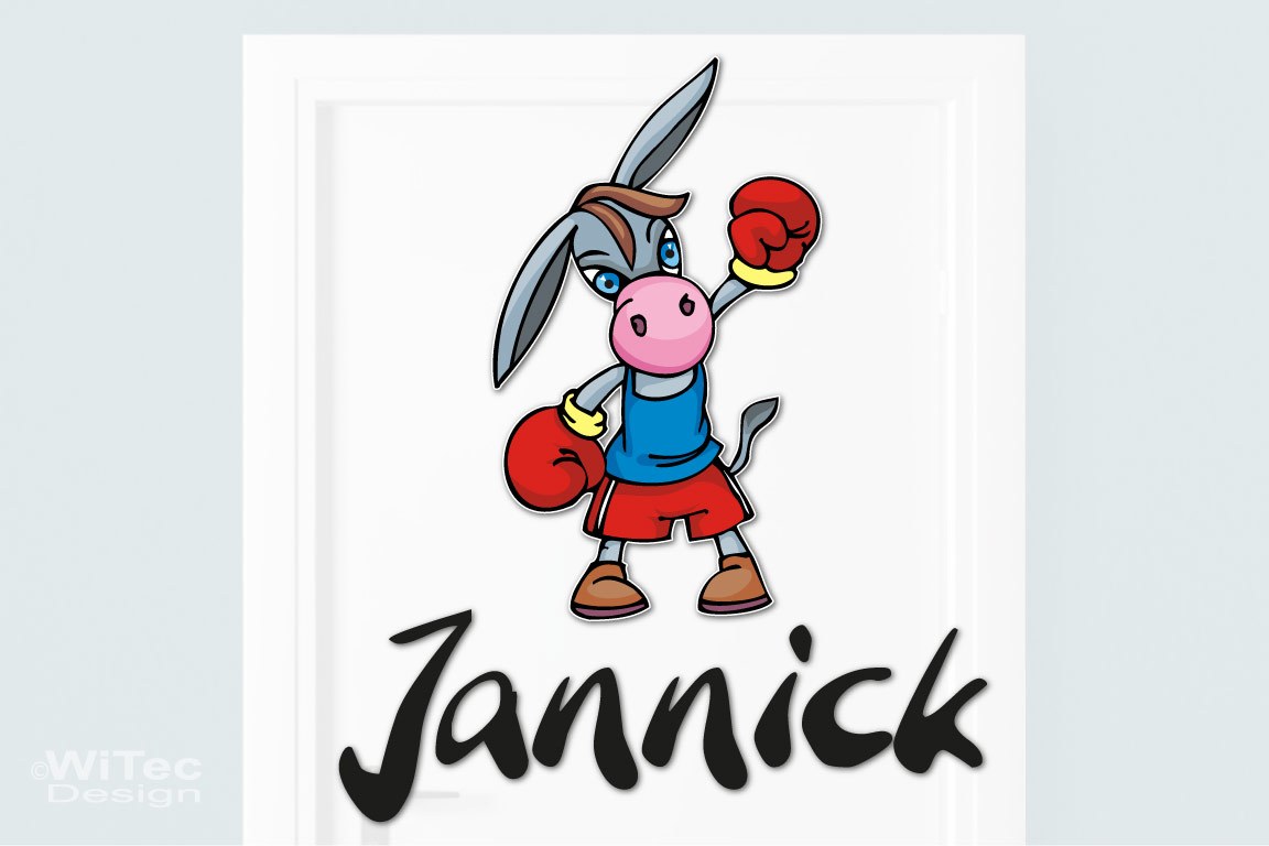 Türaufkleber Boxer Esel Name Kinderzimmer Türtattoo