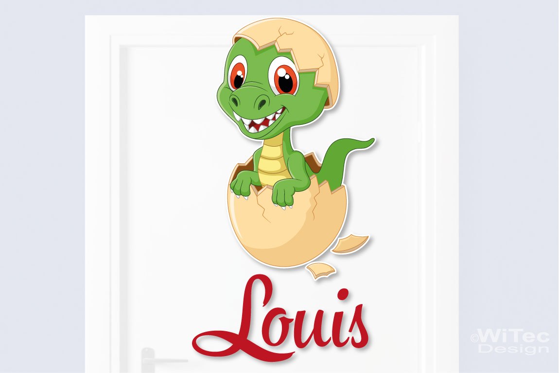 Türaufkleber Dino aus dem Ei Wunschname Kinderzimmer Türtattoo Türaufkleber Dino aus dem Ei Wunschname Kinderzimmer Türtattoo