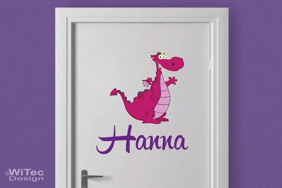 Türaufkleber Kleiner Drache Wunschname Kinderzimmer Türaufkleber Kleiner Drache Wunschname Kinderzimmer