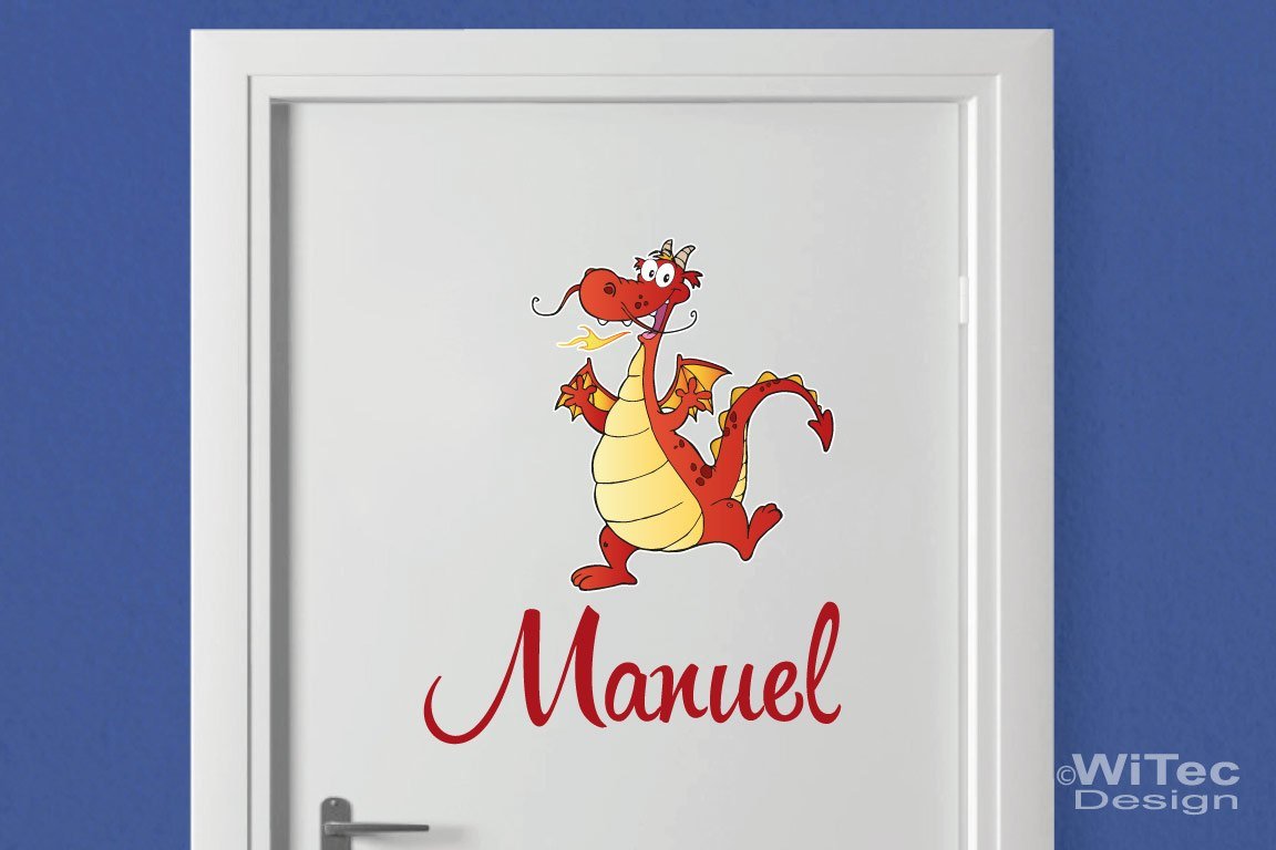 Türaufkleber Kleiner Drache Wunschname Kinderzimmer Türaufkleber Kleiner Drache Wunschname Kinderzimmer