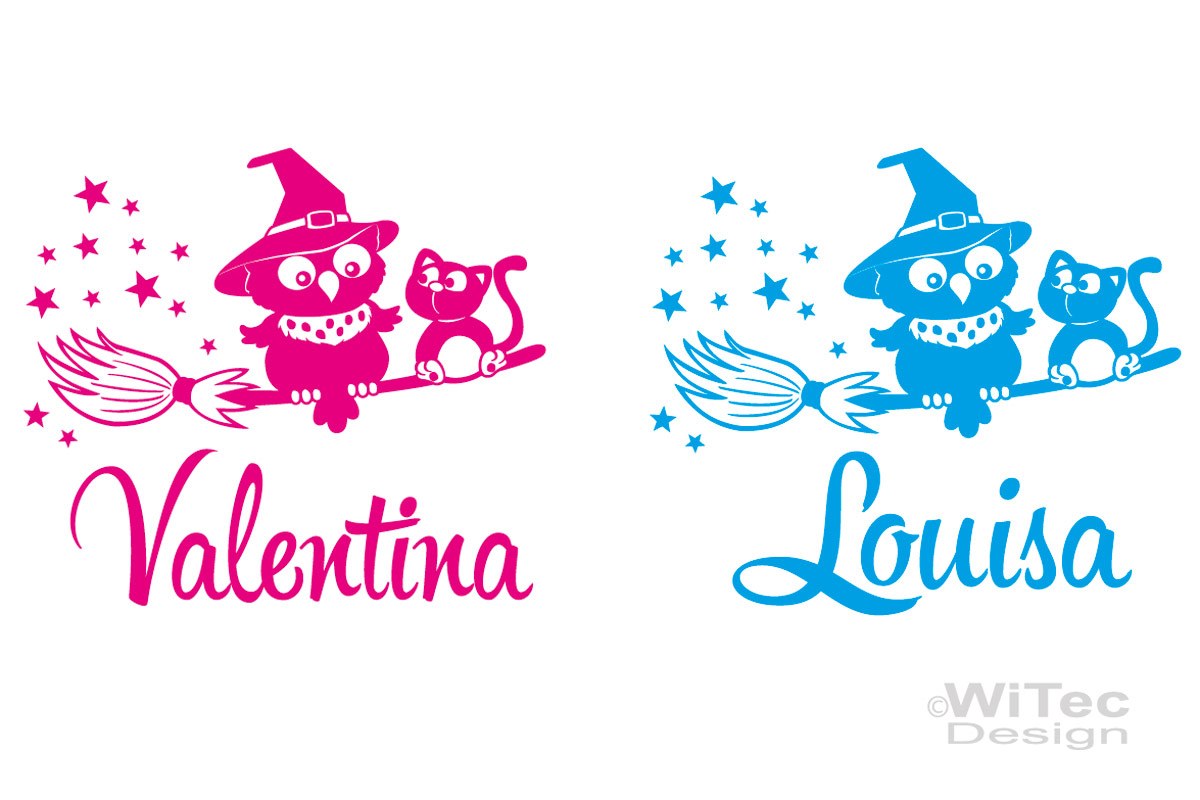 Türaufkleber Eule Katze Wunschname Türtattoo Kinderzimmer