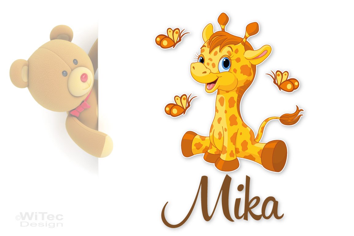 Türaufkleber Giraffe Wunschname Kinderzimmer Türtattoo