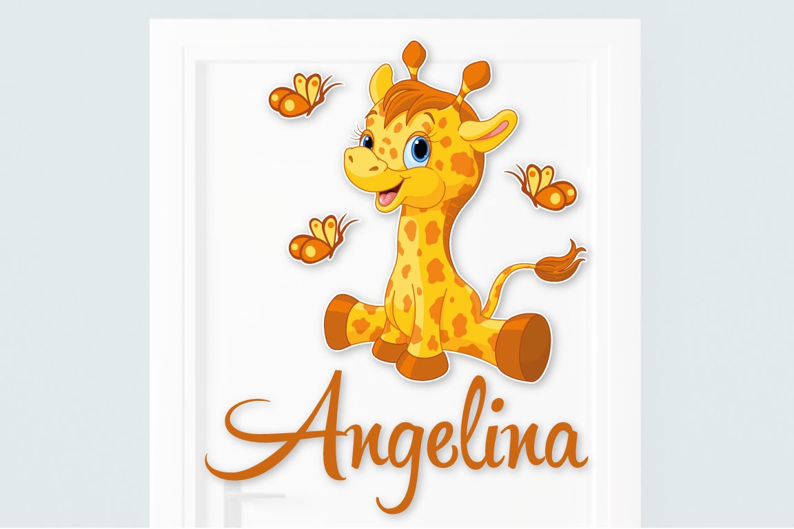 Türaufkleber Giraffe Wunschname Kinderzimmer Türtattoo