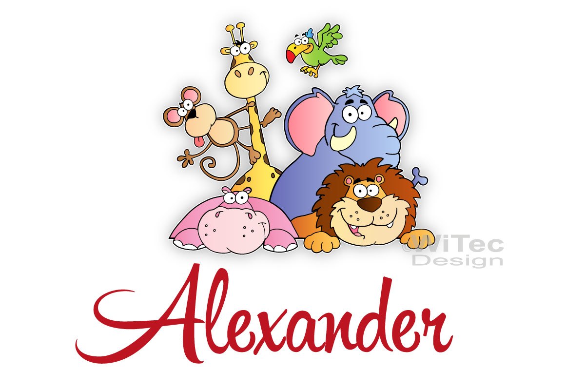 Türaufkleber Lustige Dschungel Tiere Name Kinderzimmer