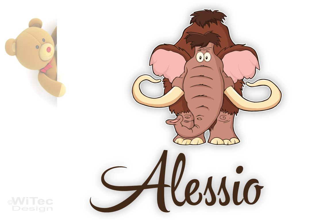 Türaufkleber Mammut Wunschname Kinderzimmer