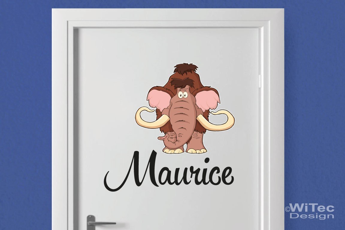 Türaufkleber Mammut Wunschname Kinderzimmer