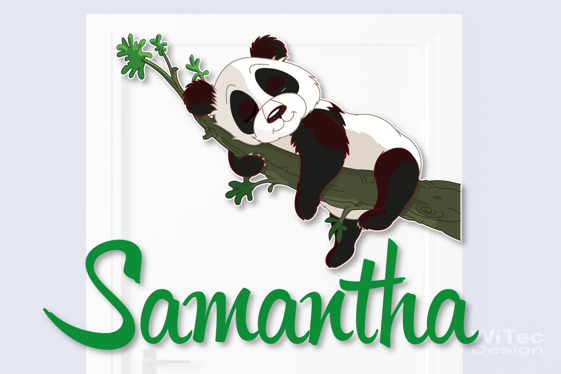 Türaufkleber Panda Name Kinderzimmer Türtattoo