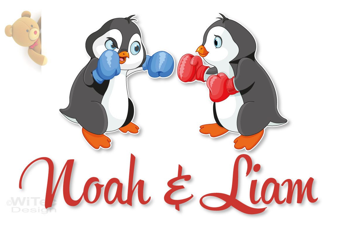 Türaufkleber Pinguin Geschwister Kinderzimmer Türtattoo Türaufkleber Pinguin Geschwister Kinderzimmer Türtattoo