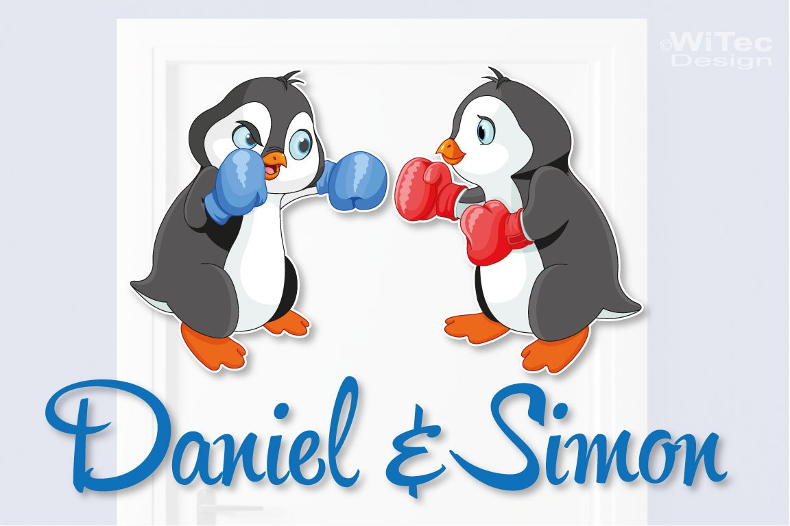 Türaufkleber Pinguin Geschwister Kinderzimmer Türtattoo Türaufkleber Pinguin Geschwister Kinderzimmer Türtattoo