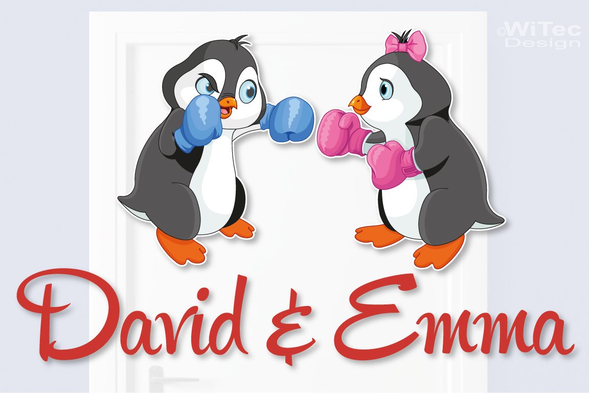 Türaufkleber Pinguin Geschwister Kinderzimmer Türtattoo Türaufkleber Pinguin Geschwister Kinderzimmer Türtattoo