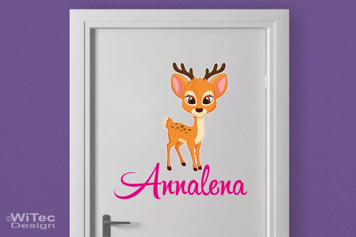 Türaufkleber Reh Hirsch Wunschname Kinderzimmer Türtattoo Türaufkleber Reh Hirsch Wunschname Kinderzimmer Türtattoo
