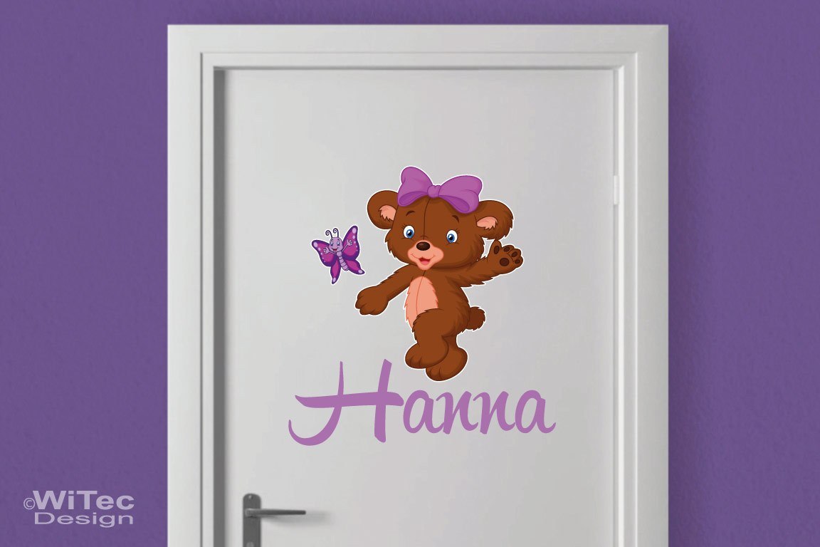 Türaufkleber Teddy Schmetterling Name Kinderzimmer Türtattoo Türaufkleber Teddy Schmetterling Name Kinderzimmer Türtattoo