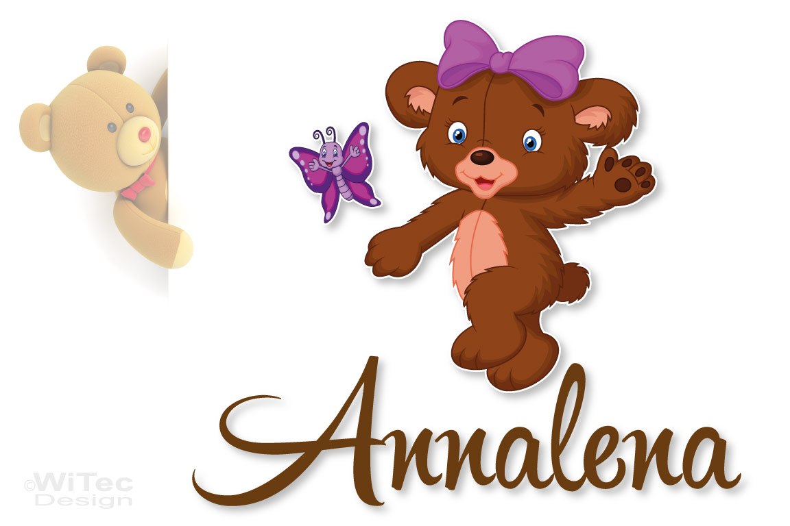 Türaufkleber Teddy Schmetterling Name Kinderzimmer Türtattoo Türaufkleber Teddy Schmetterling Name Kinderzimmer Türtattoo