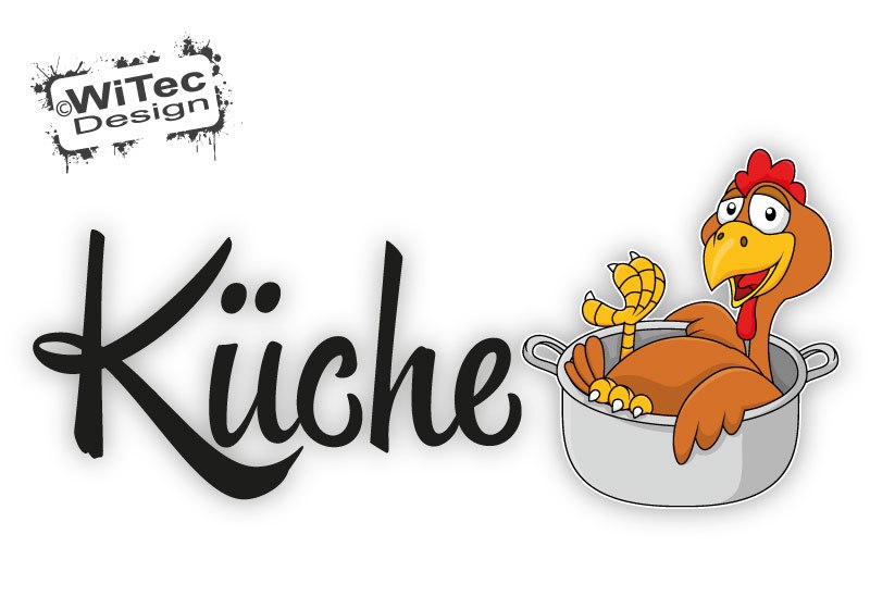 Türaufkleber Küche Hahn Gockel Huhn Kochtopf Türtattoo