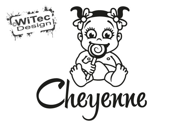 Baby Mädchen Wunschname Türaufkleber
