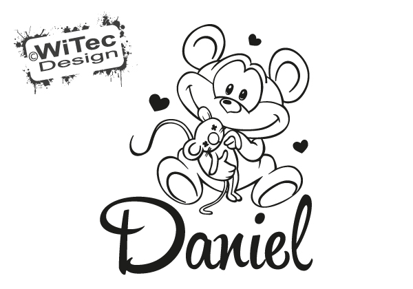 Maus Name Türaufkleber Puppe Katze Tür Aufkleber Wandtattoo Maus Herz Türaufkleber Kinderzimmer