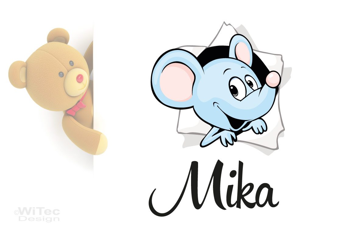 Türaufkleber Maus Wunschname Kinderzimmer