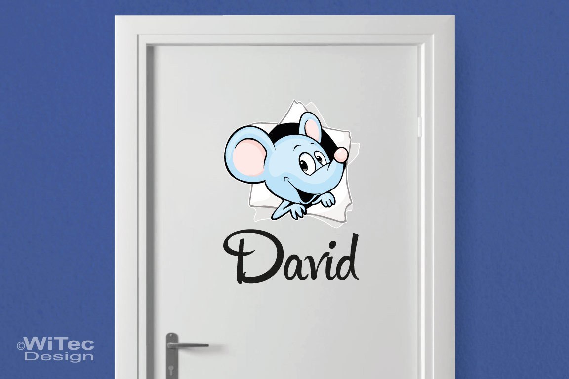 Türaufkleber Maus Wunschname Kinderzimmer