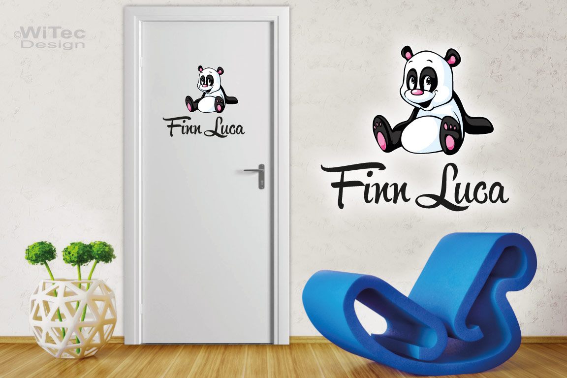Türaufkleber Panda Wunschname Kinderzimmer Türtattoo