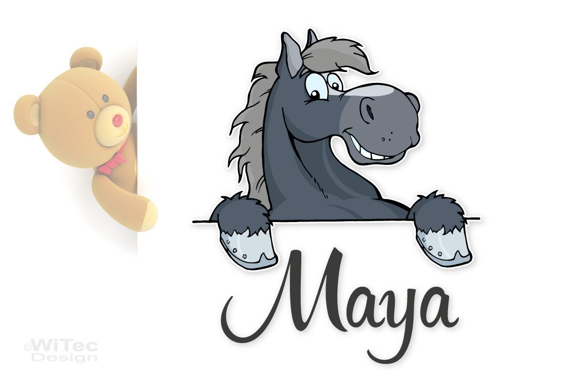 Türaufkleber Pferd Name Kinderzimmer Türtattoo