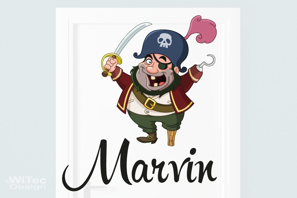 Türaufkleber Pirat Wunschname Kinderzimmer Türtattoo