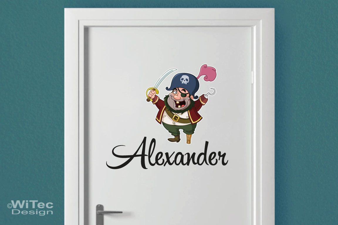 Türaufkleber Pirat Wunschname Kinderzimmer Türtattoo