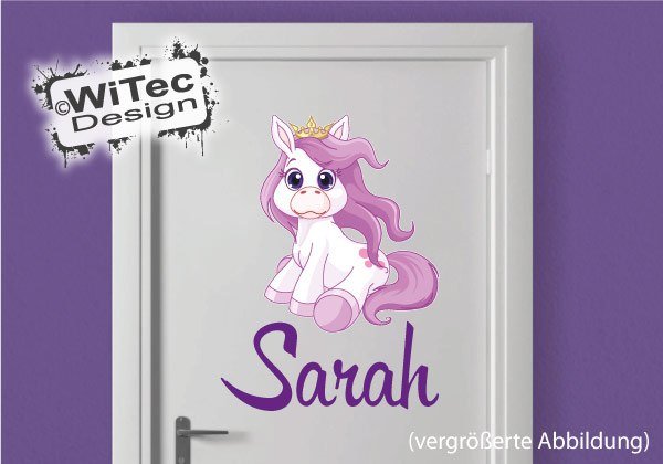 Türaufkleber Pony Pferd Krone Name Tür Aufkleber Wandtattoo Pony Prinzessin Türaufkleber Kinderzimmer