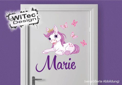 Türaufkleber Pony Pferd Krone Wunschname Tür Aufkleber Wandtattoo