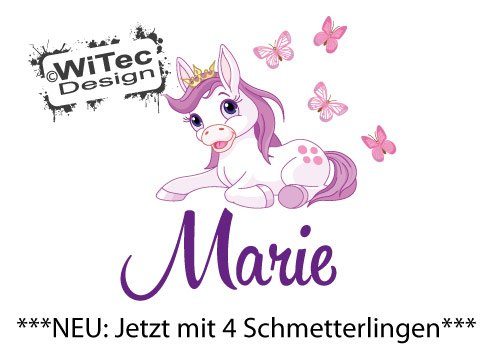 Türaufkleber Pony Pferd Krone Wunschname Tür Aufkleber Wandtattoo