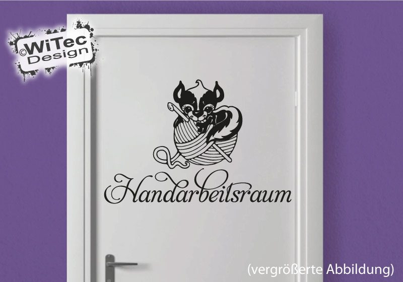 Türaufkleber Handarbeitsraum Stinktier Wolle Türtattoo
