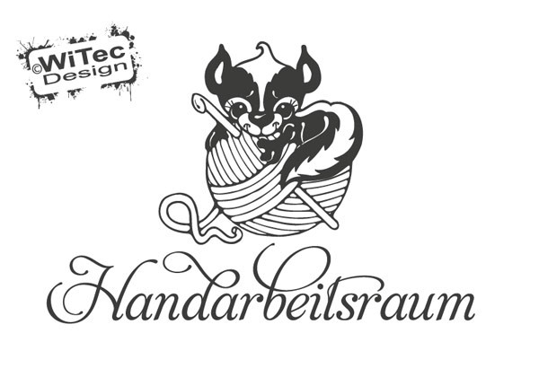 Handarbeitsraum Türaufkleber Stinktier Wolle Türtattoo
