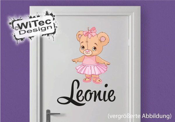 Türaufkleber Teddy Ballerina Bär Name Tür Aufkleber Türtattoo Teddy Ballerina Türaufkleber Kinderzimmer