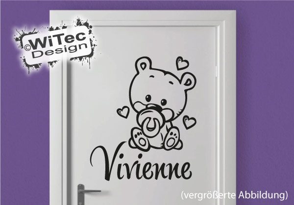 Türaufkleber Kinderzimmer Teddy Baby Herz