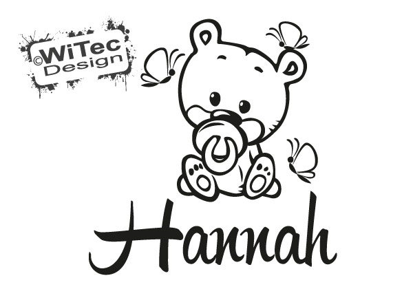 Teddy Baby Türaufkleber Schmetterlinge Name Tür Aufkleber Teddy Schmetterlinge Wunschname Türaufkleber