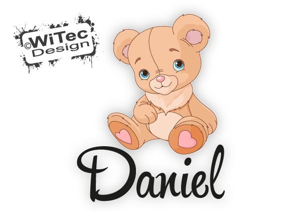 Türaufkleber Kinderzimmer Teddy Wunsch Name
