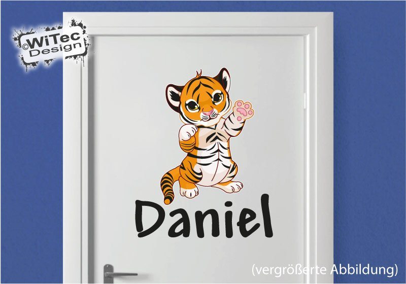 Türaufkleber Tiger Baby Wunschname Fussball Kinderzimmer