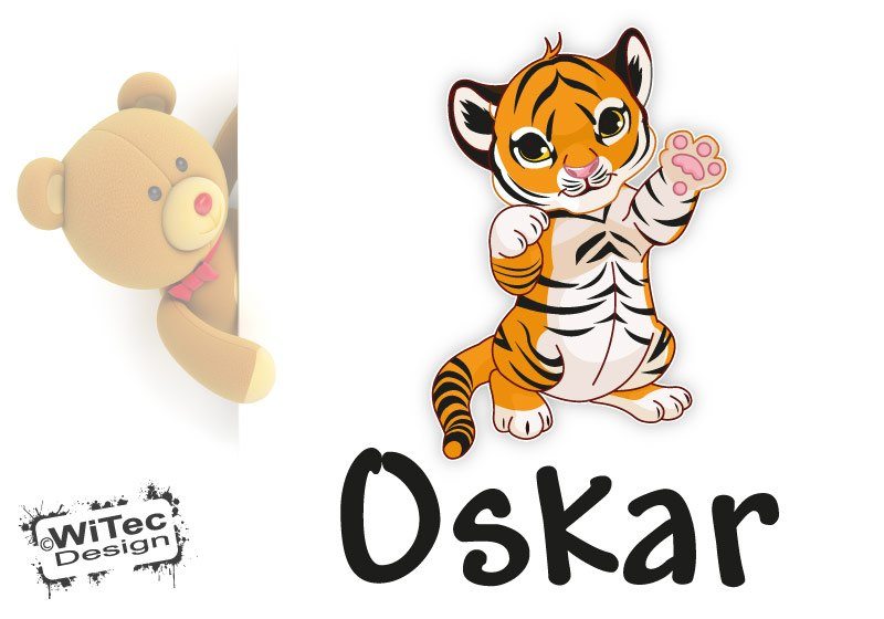 Türaufkleber Tiger Baby Wunschname Fussball Kinderzimmer