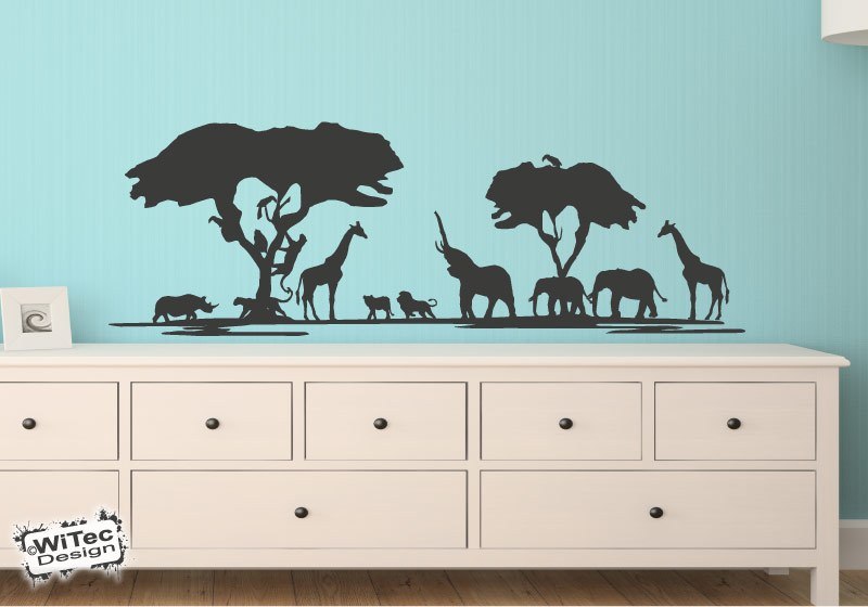 Wandtattoo Afrika Löwe Elefant Giraffe Wandaufkleber