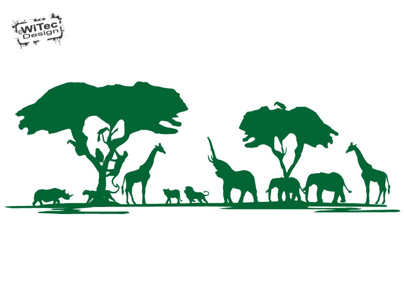 Wandtattoo Afrika Löwe Elefant Giraffe Wandaufkleber