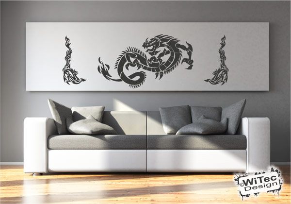 Wandtattoo DRACHE + Tribals Wandaufkleber Drache Trial Wandtattoo