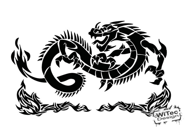 Wandtattoo DRACHE + Tribals Wandaufkleber Wandtattoo Drache Tribal