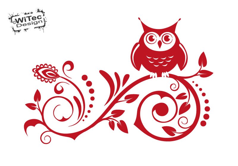 Wandtattoo Eule Blumenranke