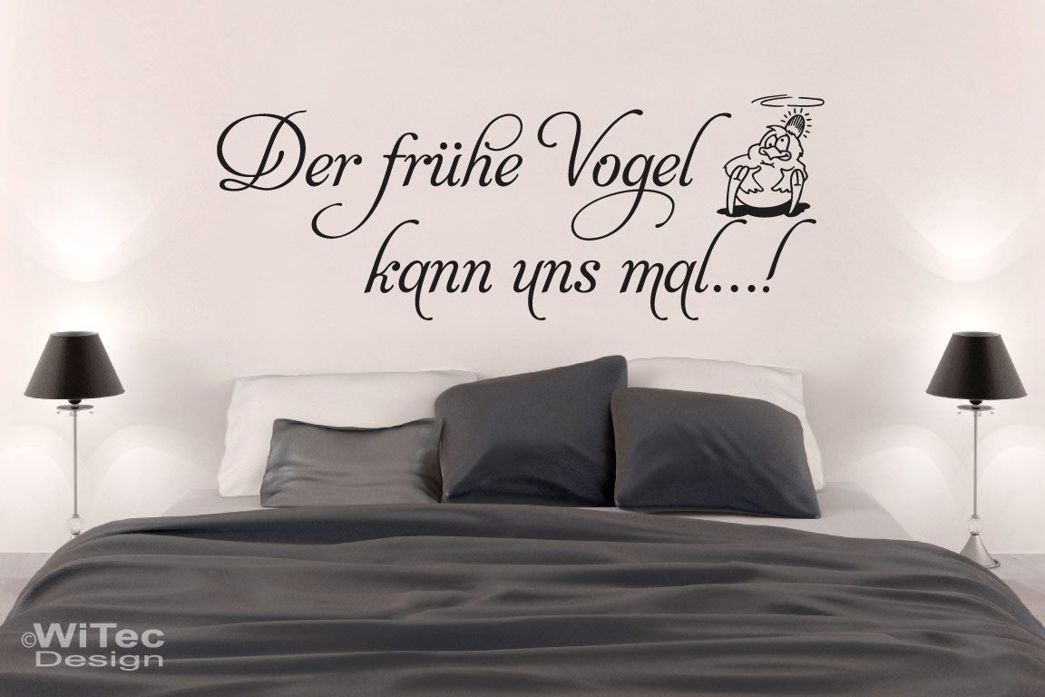 Wandaufkleber Der frühe Vogel kann uns mal...! Der frühe Wandtattoo Schlafzimmer Der frühe Vogel kann uns mal...!r