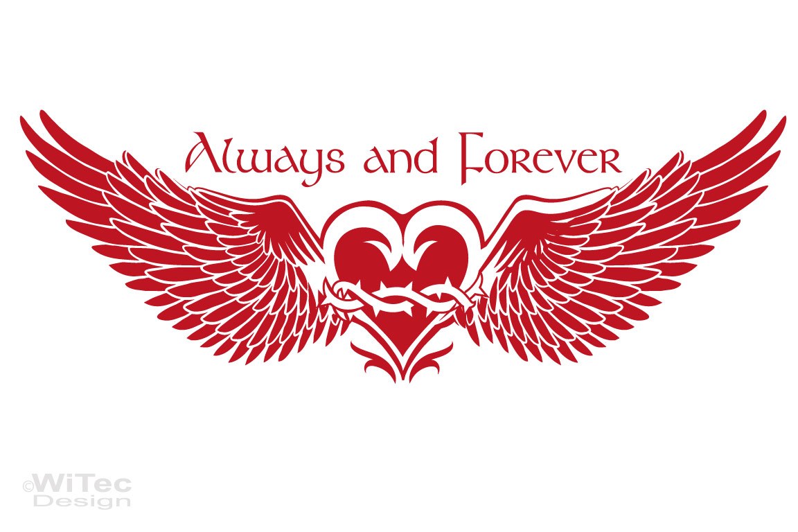 Wandaufkleber Herz Flügel Always and forever Wandtattoo Wandtattoo Herz Flügel Always and forever Wandaufkleber