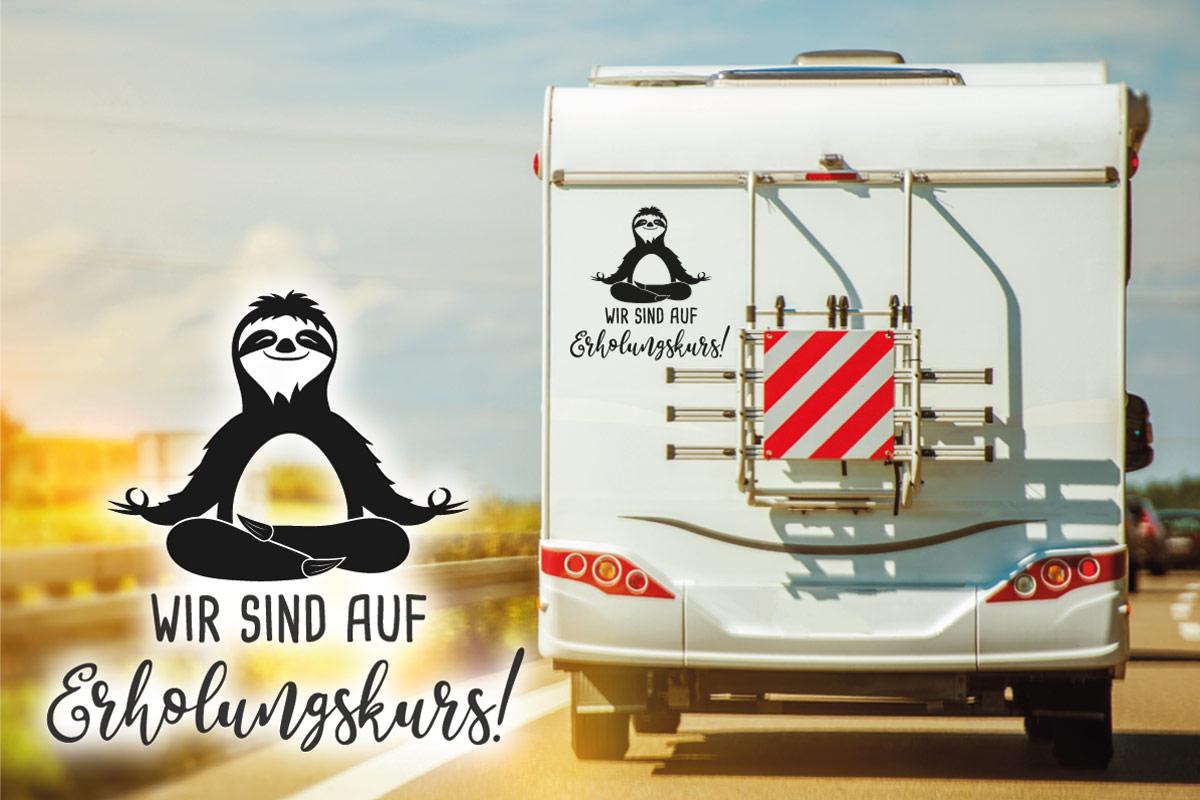 Faultier Erholungskurs Wohnmobil Aufkleber Sticker