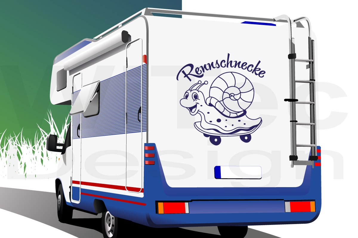 Rennschnecke Wohnmobil Aufkleber Sticker