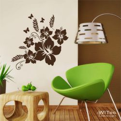 Wandaufkleber Hibiskus Schmetterlinge Wandtattoo Wandaufkleber Hibiskus Schmetterlinge Wandtattoo