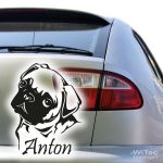 MOPS + Wunschname Aufkleber Autoaufkleber Hund MOPS + Wunschname Aufkleber Autoaufkleber Hund