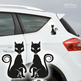 AA194 Auto Aufkleber Katzen Katze Sticker 2er Set