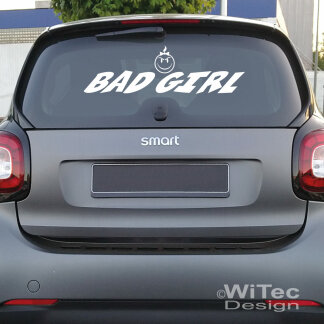AA136 BAD GIRL Smiley Auto Aufkleber Heckscheibe